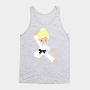 Karate Girl, Cute Girl, Black Belt, Blonde Hair Tank Top